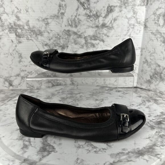 AGL Attilio Giusti Leombruni Womens Ballet Flats 8 US 38 EU Black Leather Italy - Picture 1 of 8